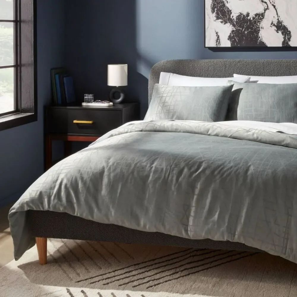 3pc Full/Queen 240TC Luxe Jacquard Duvet Cover Set - Light Teal
